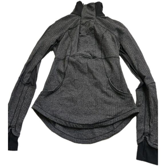 Lululemon Base Runner 1/2 Zip Heathered Herringbone Black Reflective Trim Sz 6 - Picture 4 of 14